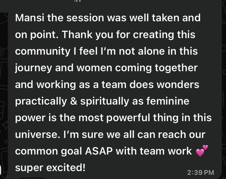 Testimonial screenshot from a Love Reset attendee